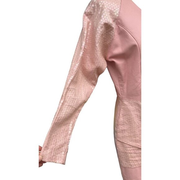 NWT Vintage Cache Leather Mini Dress 6 Bandage Bodycon Pastel Party Cocktail 80s - Picture 5 of 12